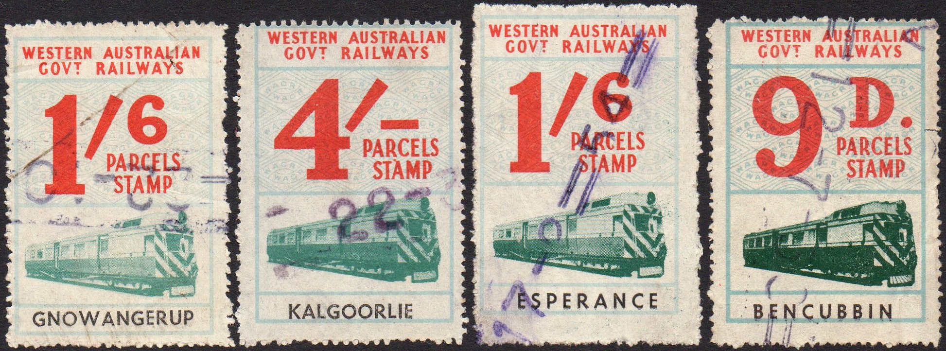 Western Australia Railway Parcels Stamps Wide Left Margins